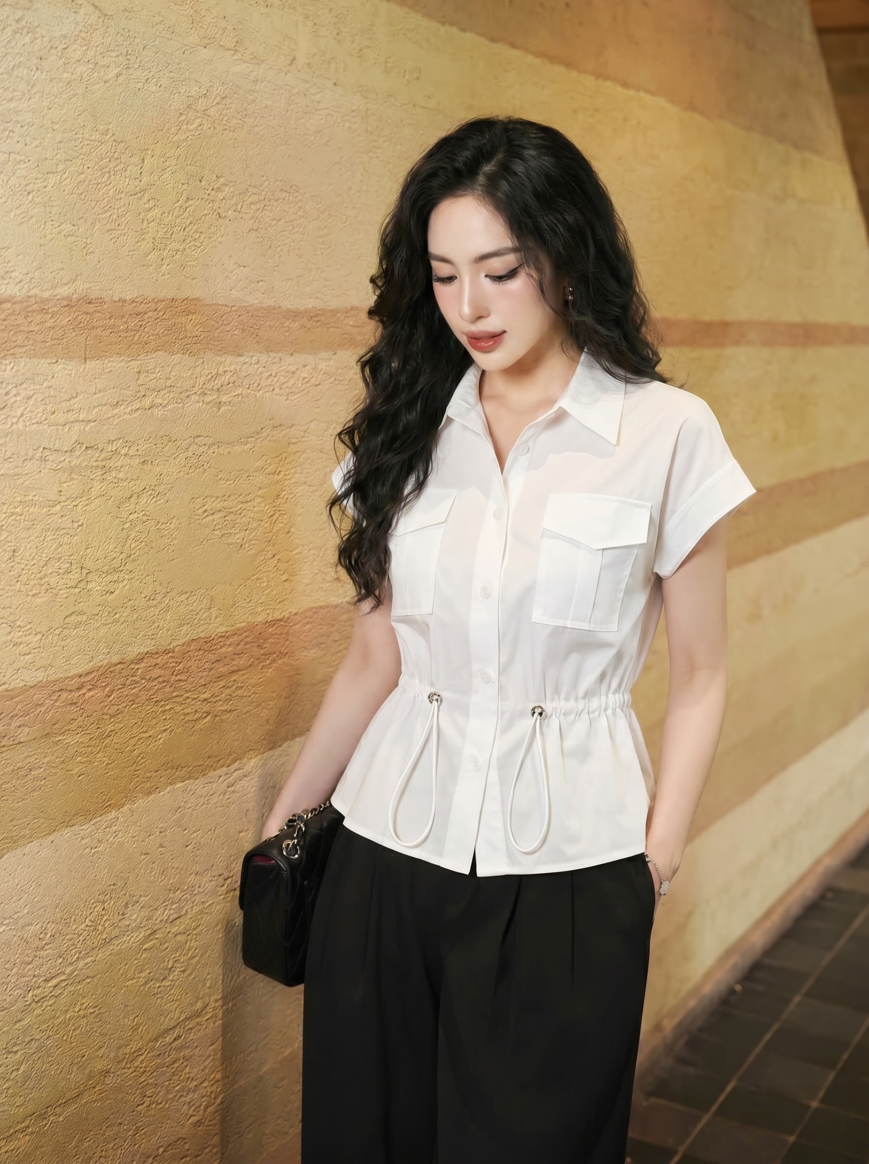 Áo sơ mi peplum 26113 trắng