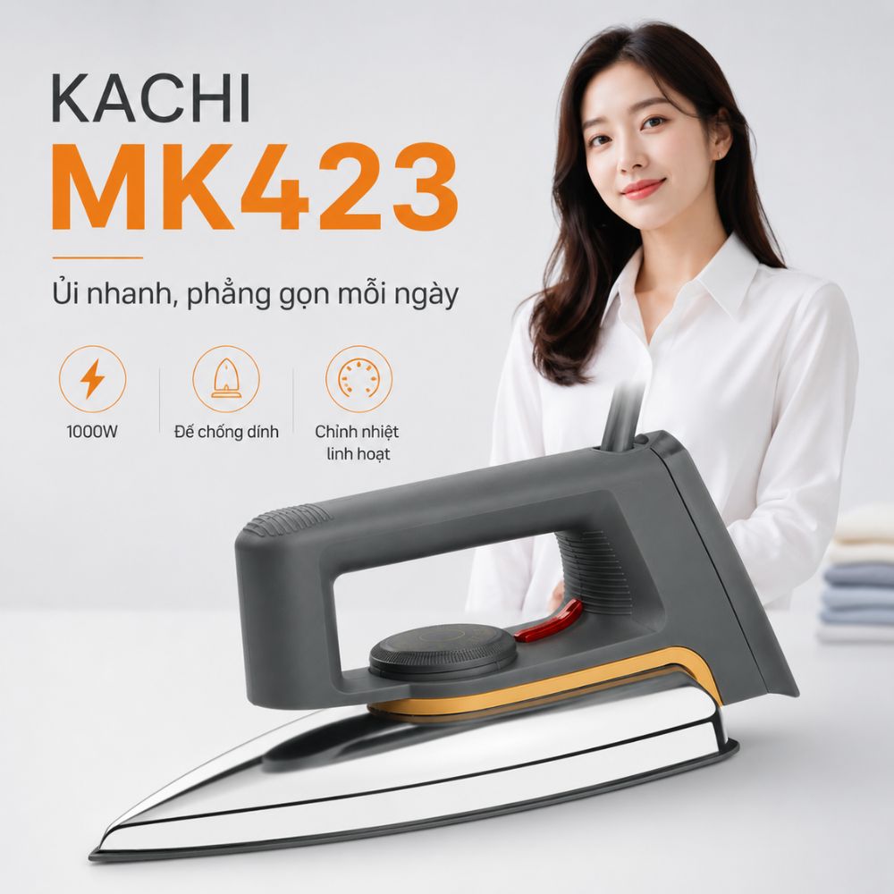 Bàn ủi khô Kachi MK423 1000W - Là phẳng mọi nếp nhăn, an toàn cho mọi loại vải_thumbnail_9