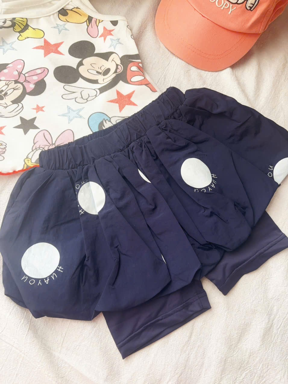 HY13 - Quần legging mix váy bí hoạ tiết chấm bi hãng HuaYou (62647)