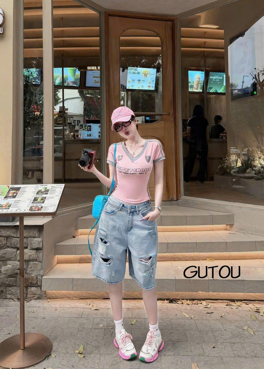 [ GUTOU ] Quần Jean Lửng Wash Rách Trendy Fit_thumbnail_1