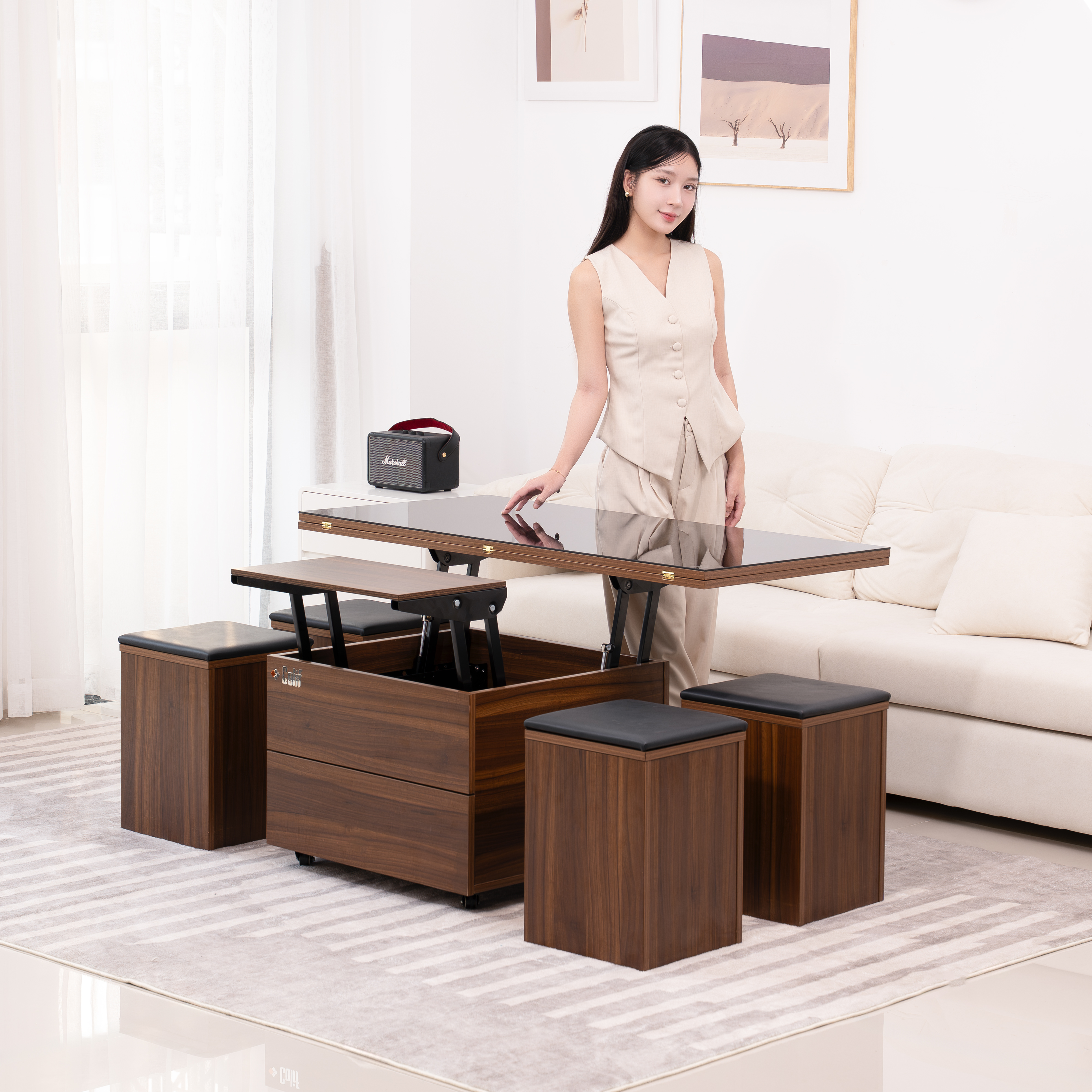 CÁCH TỐI ƯU PHÒNG KHÁCH NHỎ VỚI BÀN ĐA NĂNG HIỆN ĐẠI