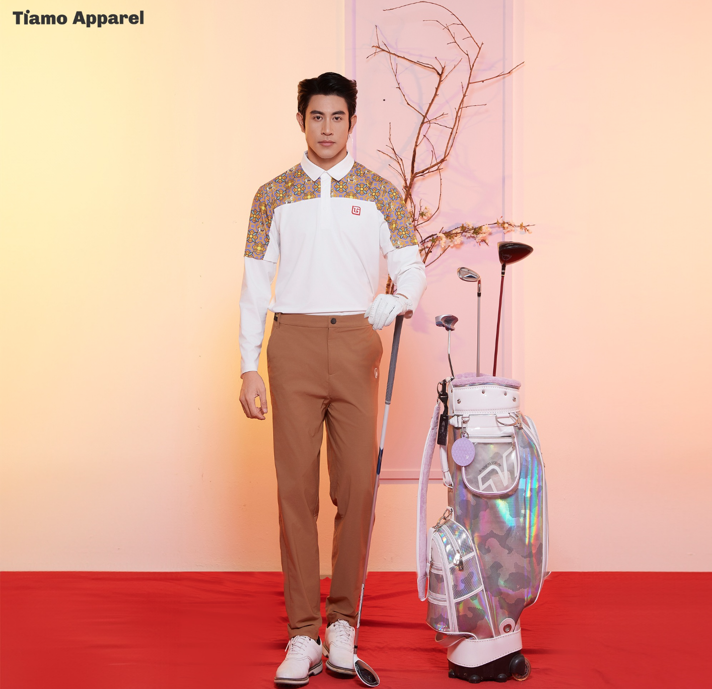Áo Polo Dài Tay Phối Họa Tiết Dân Gian - Nam