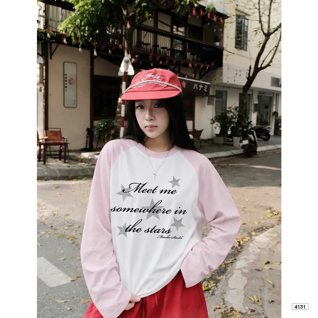 Áo thun tay dài form boxy phối raglan basic Miucho 4131_thumbnail_5