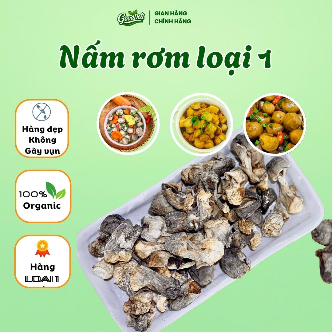 Nấm rơm tai tròn to không chân Loại 1