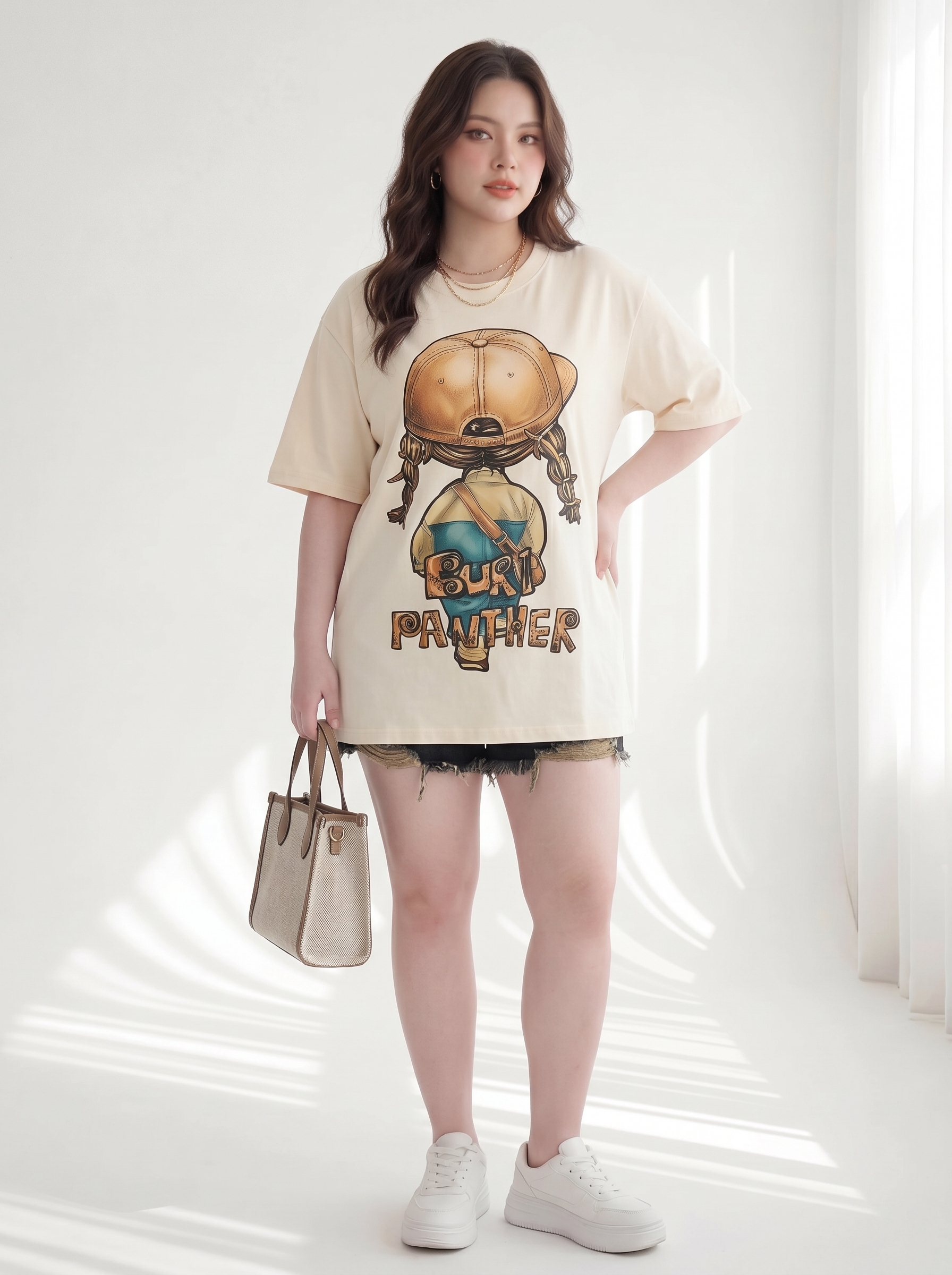 BIGSIZE NỮ - Áo thun form rộng in bé dành cho nàng béo 55-95kg V-A102-4