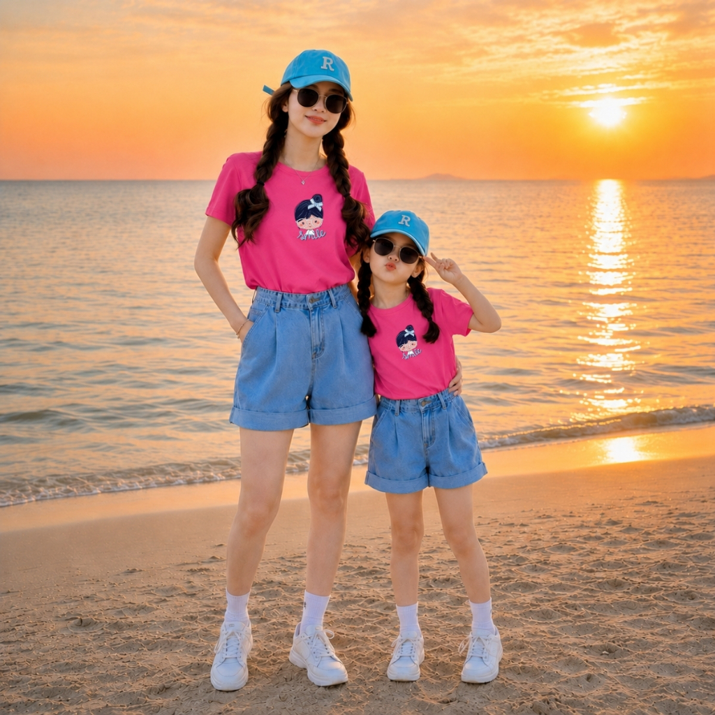 Áo đôi Mẹ&Bé Gái hình cô gái Smile - Loza G0179_thumbnail_1