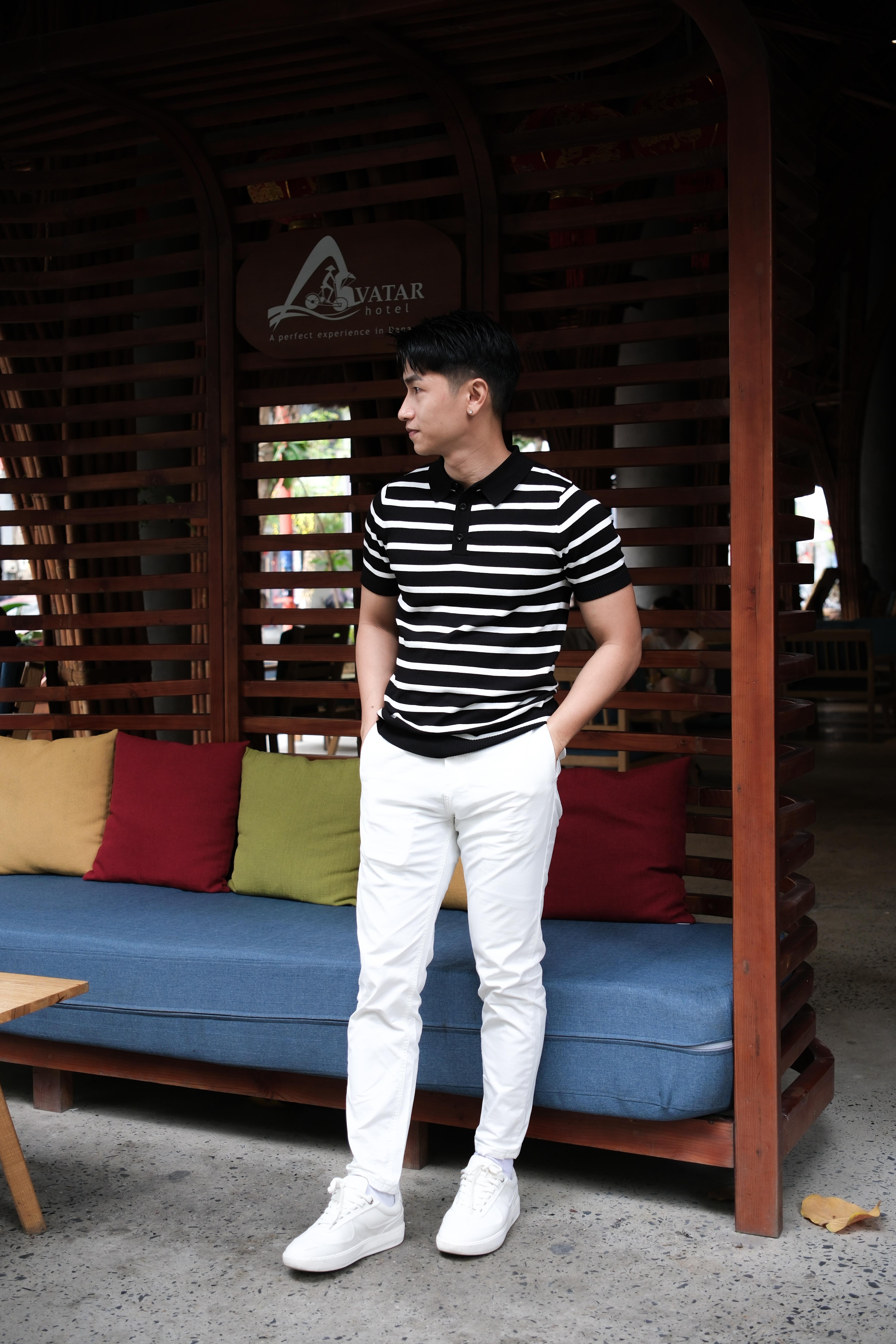 PB1 - Áo Polo Nam Dệt Kim Sọc Đen Trắng Phong Cách Retro Mùa Hè_thumbnail_10