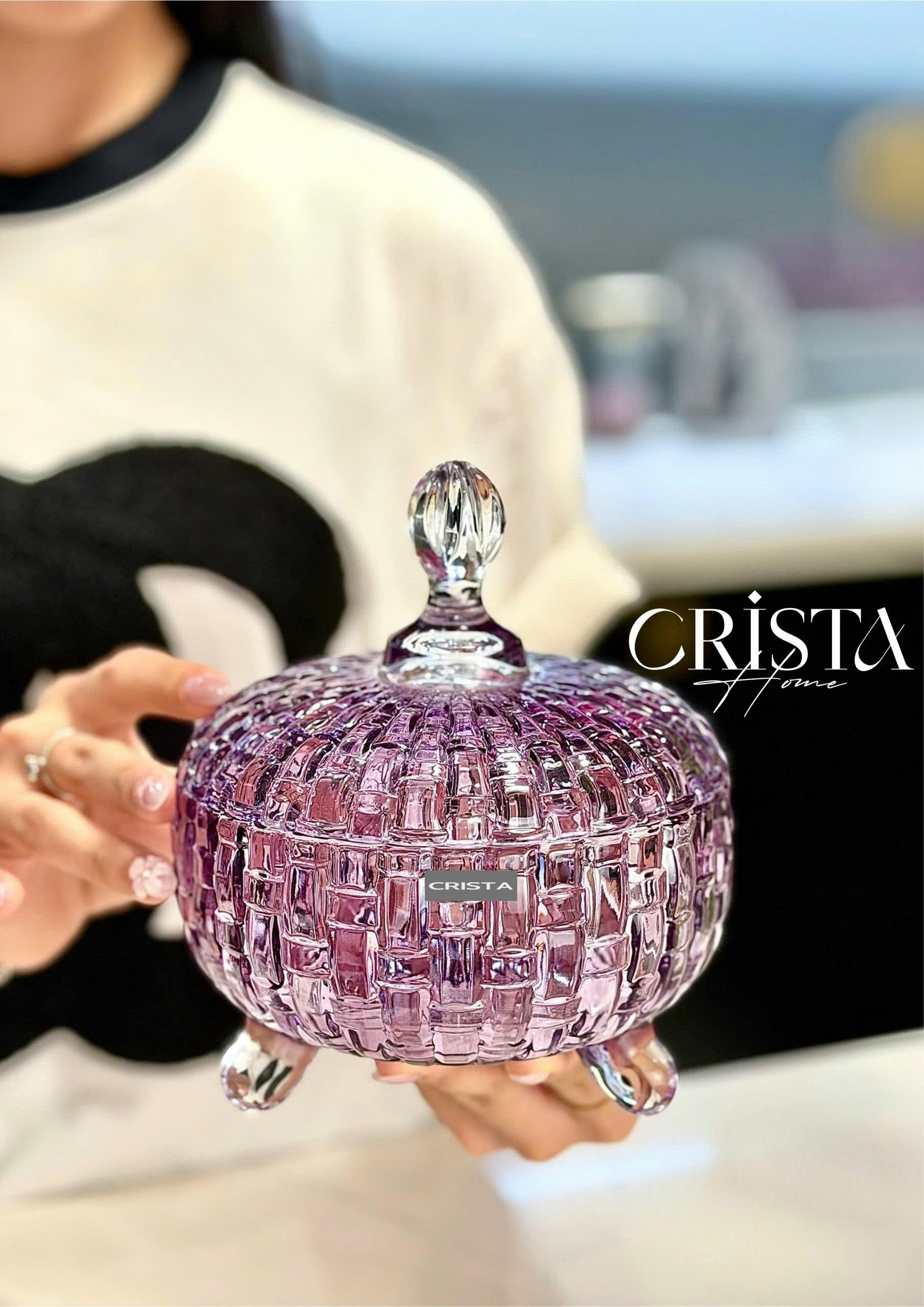Bộ 2 hũ mứt 3 chân CRISTA HOME vân caro Size 18cm_thumbnail_14