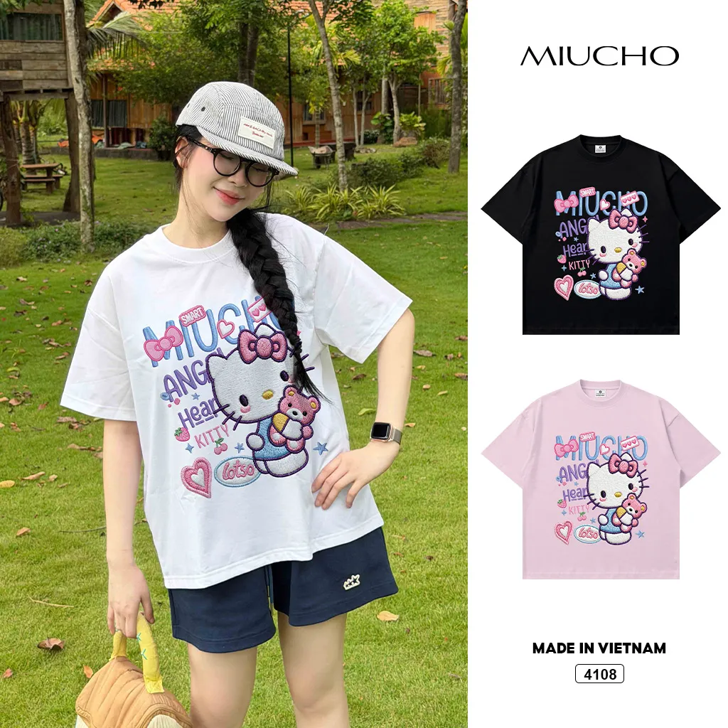 Áo thun nữ form boxy Mèo con đáng yêu Miucho 4108