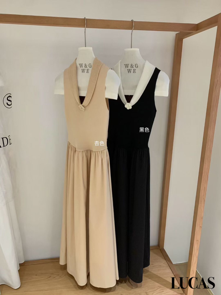 Váy zile cổ bẻ đính hoa trà zile chân xòe_thumbnail_2