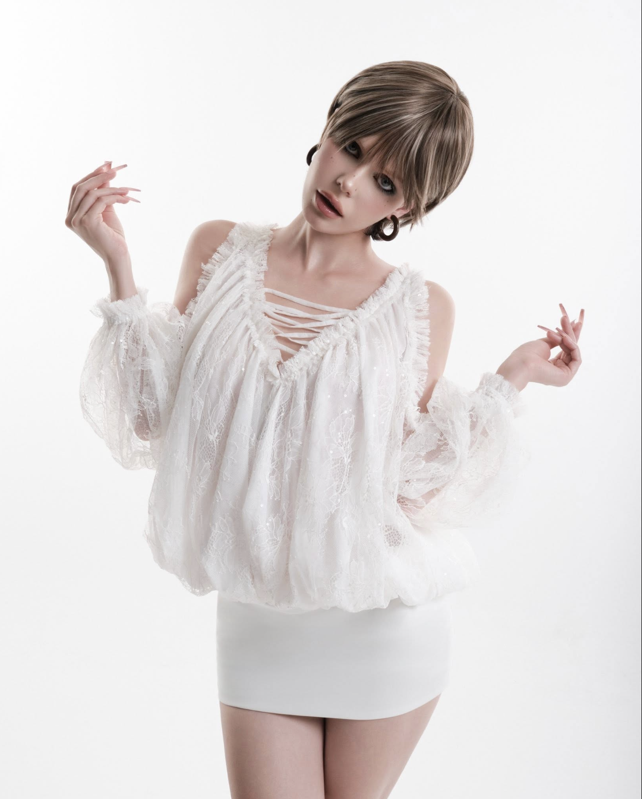 BUBBLE - SELENE LACE WHITE/BLACK DRESS_thumbnail_9