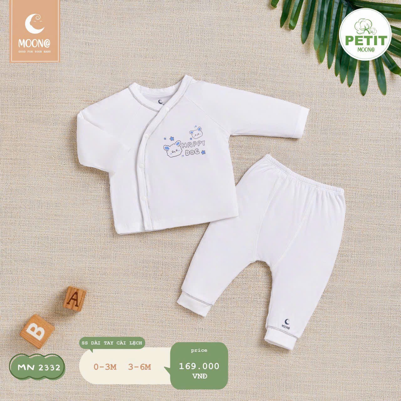 Bộ sơ sinh dài cài lệch BST Lucky Bear Moon_thumbnail_3