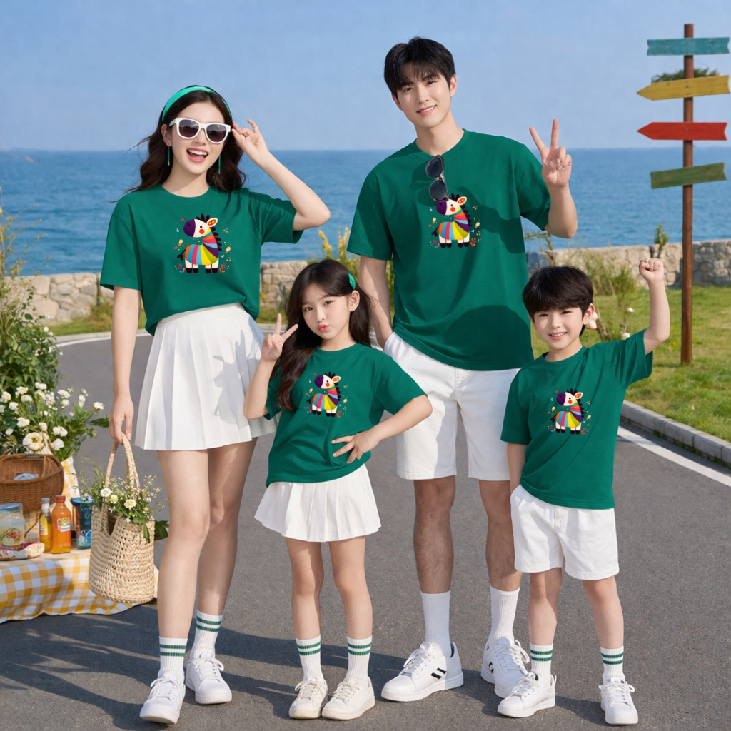 Áo phông gia đình hình Ngựa nhiều sắc màu - Loza GĐ3537