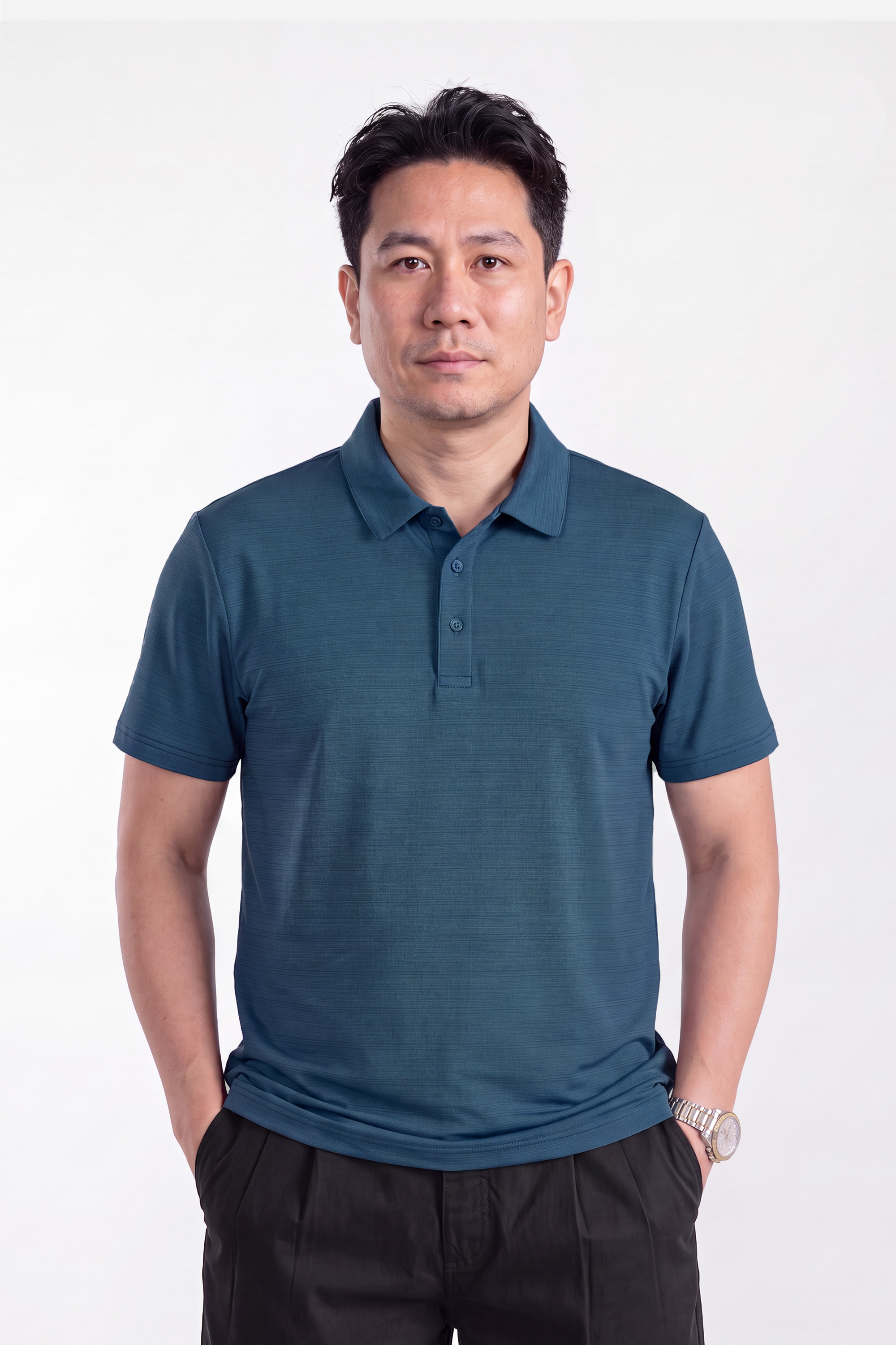Áo Polo Melange Thể Thao Nam Trung Niên Thấm Hút Co Giãn