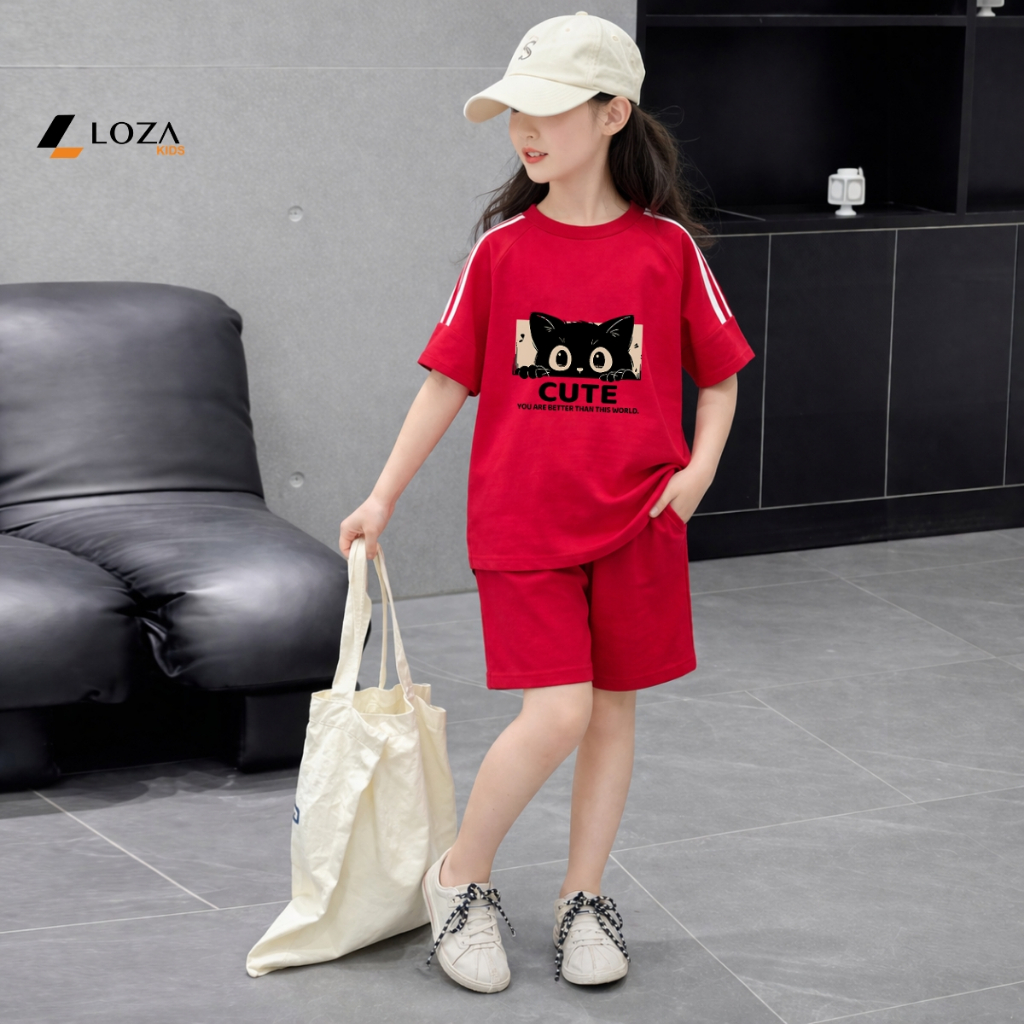 Set bộ phối viền bé gái hình Mèo cute - Loza BF653_thumbnail_2