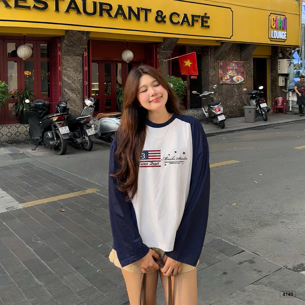 Áo thun tay dài raglan form boxy phong cách đường phố cá tính Miucho 4140_thumbnail_5