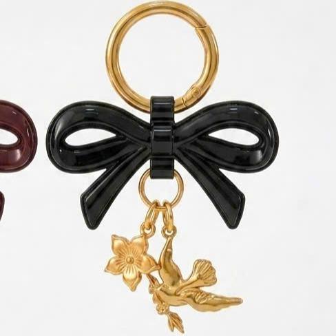 Móc Khoá Hình Nơ Phối Charm Hoa Chim Én Phong Cách Tiểu Thư Đính Balo PK056