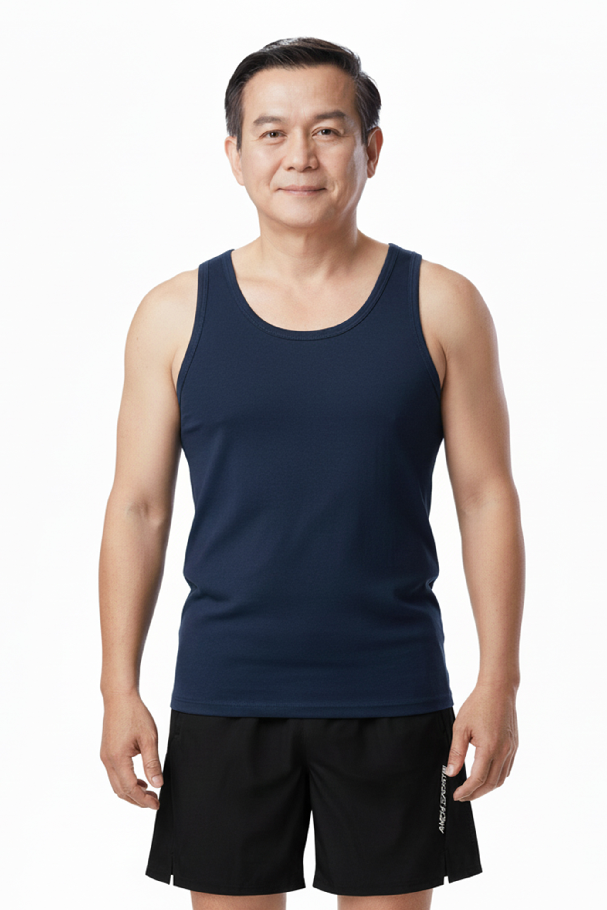 Áo Ba Lỗ Cotton Nam Trung Niên Co Giãn Tốt Màu Xanh Than