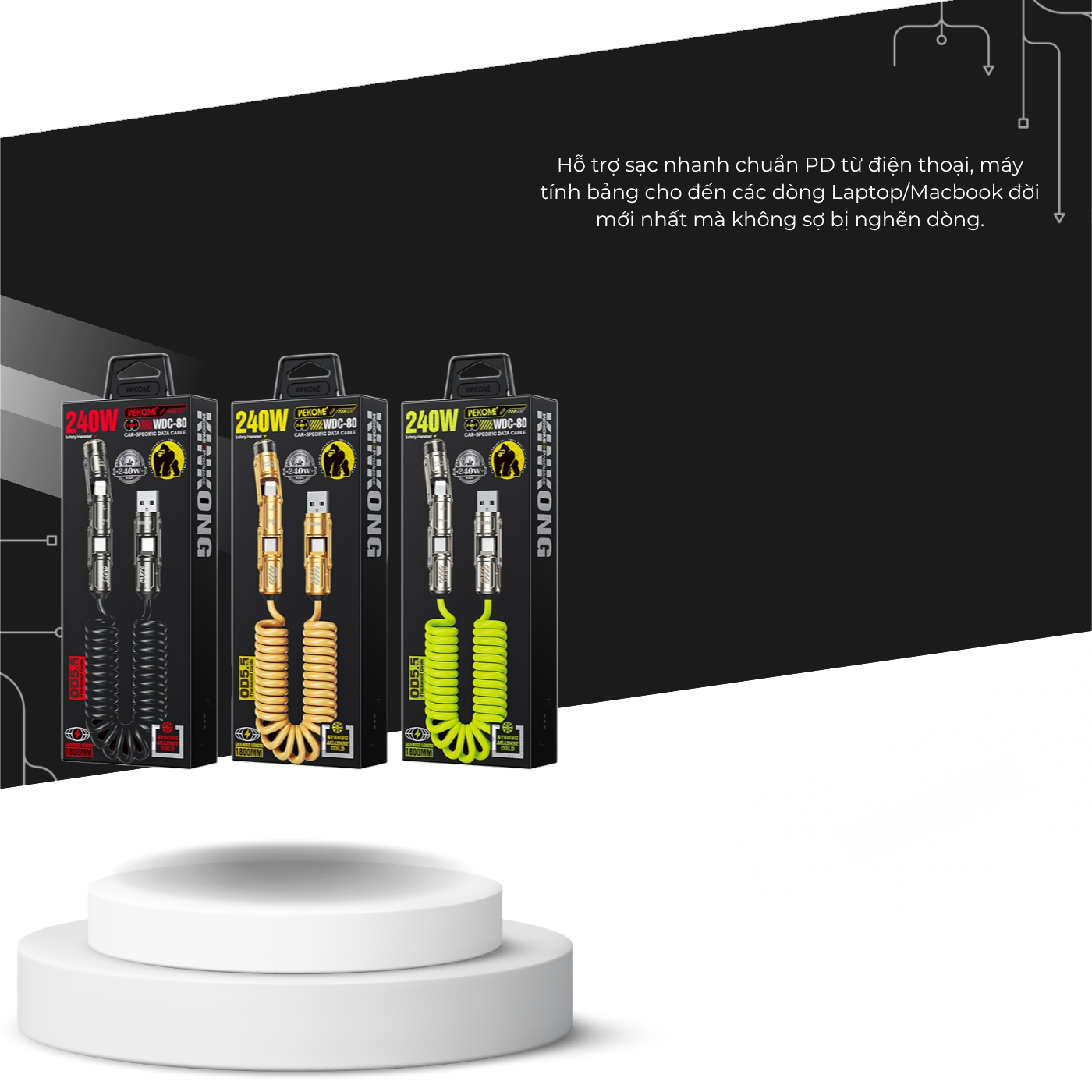 T-ECO SHOP | Cáp Sạc WEKOME WDC-80 7 Trong 1 Công Suất 240W Hỗ Trợ Sạc Và Truyền Dữ Liệu_thumbnail_8