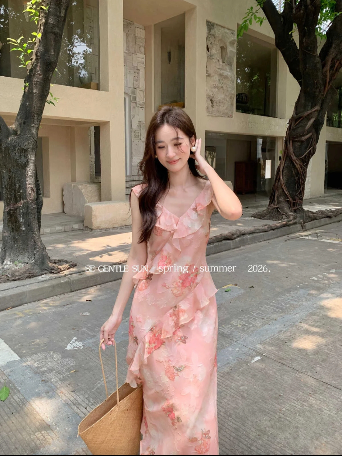 Lucas - Váy hoa cổ tim viền bèo chéo váy dáng maxi_thumbnail_3