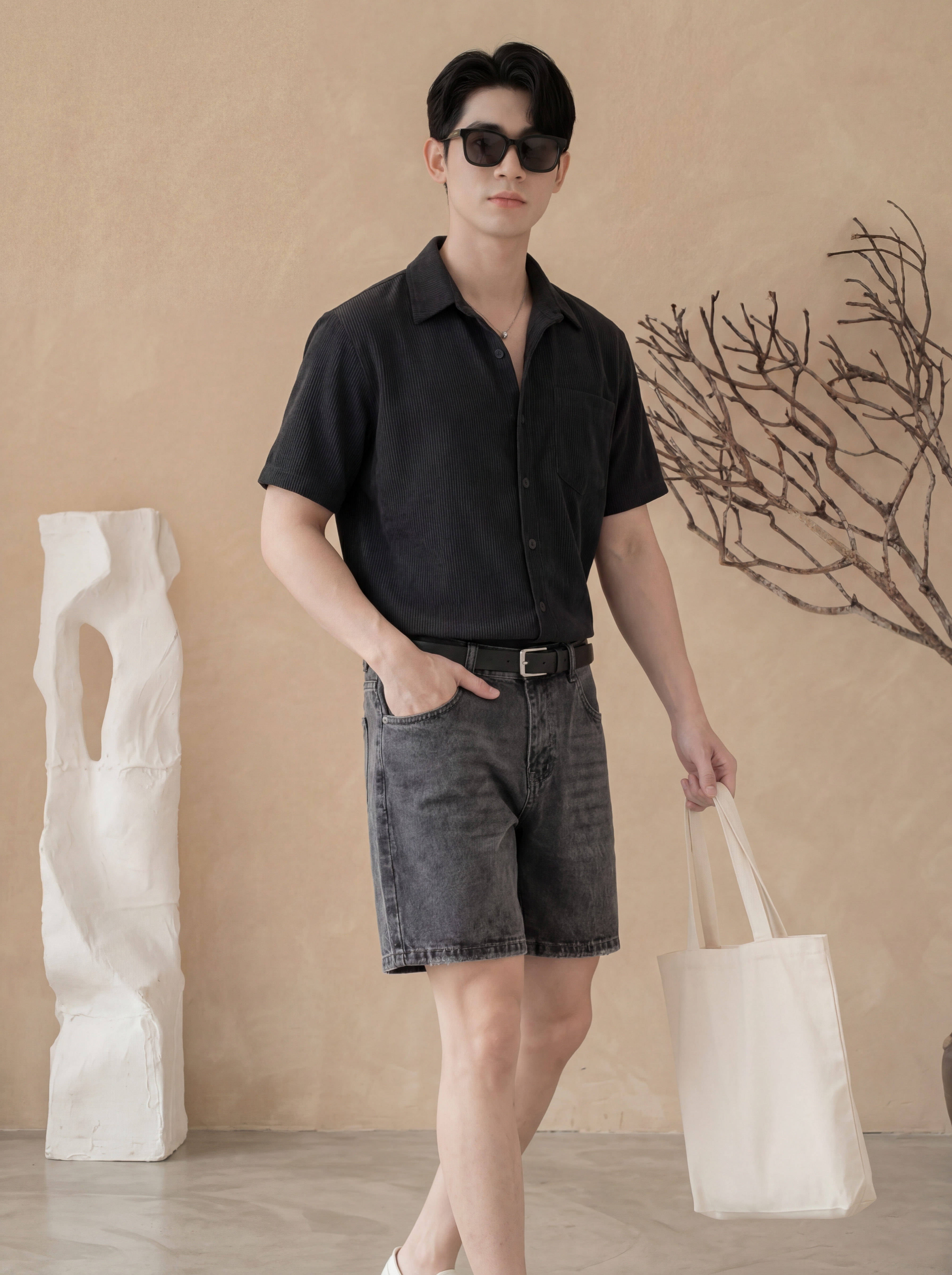 SHORTS DENIM - GREY