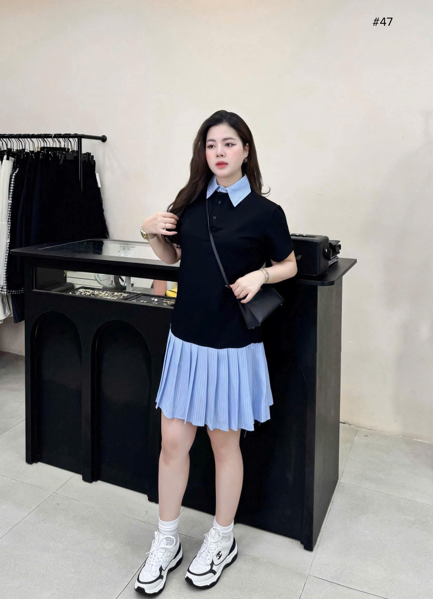 Đầm suông có cổ ( XANH ĐEN )_thumbnail_2