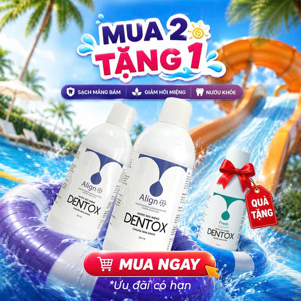 COMBO 2 CHAI DENTOX ALIGN – Nước súc miệng chai 500ml, không cồn dành cho người niềng răng và người dễ bám mảng bám