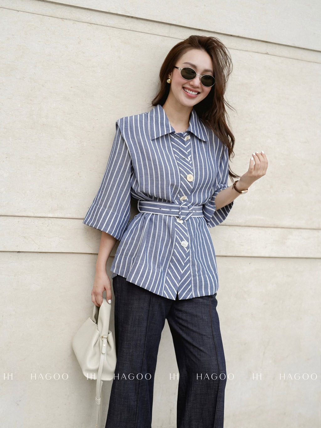 Áo Sơ mi linen kẻ sọc HAGOO_thumbnail_6