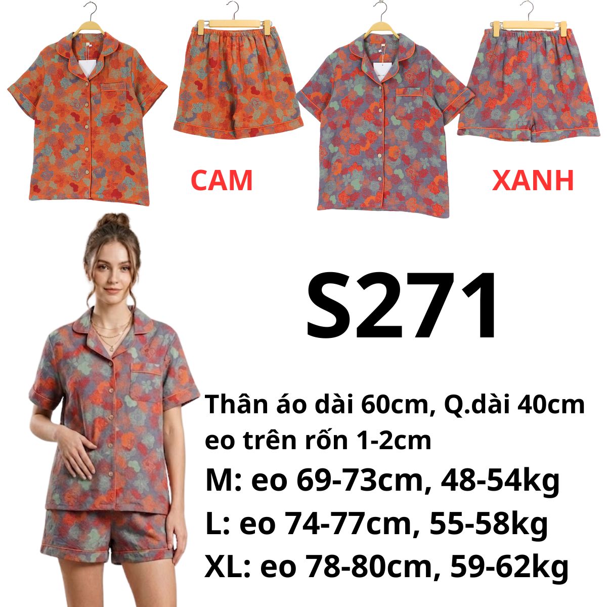S271 - Sét bộ pizama gấm