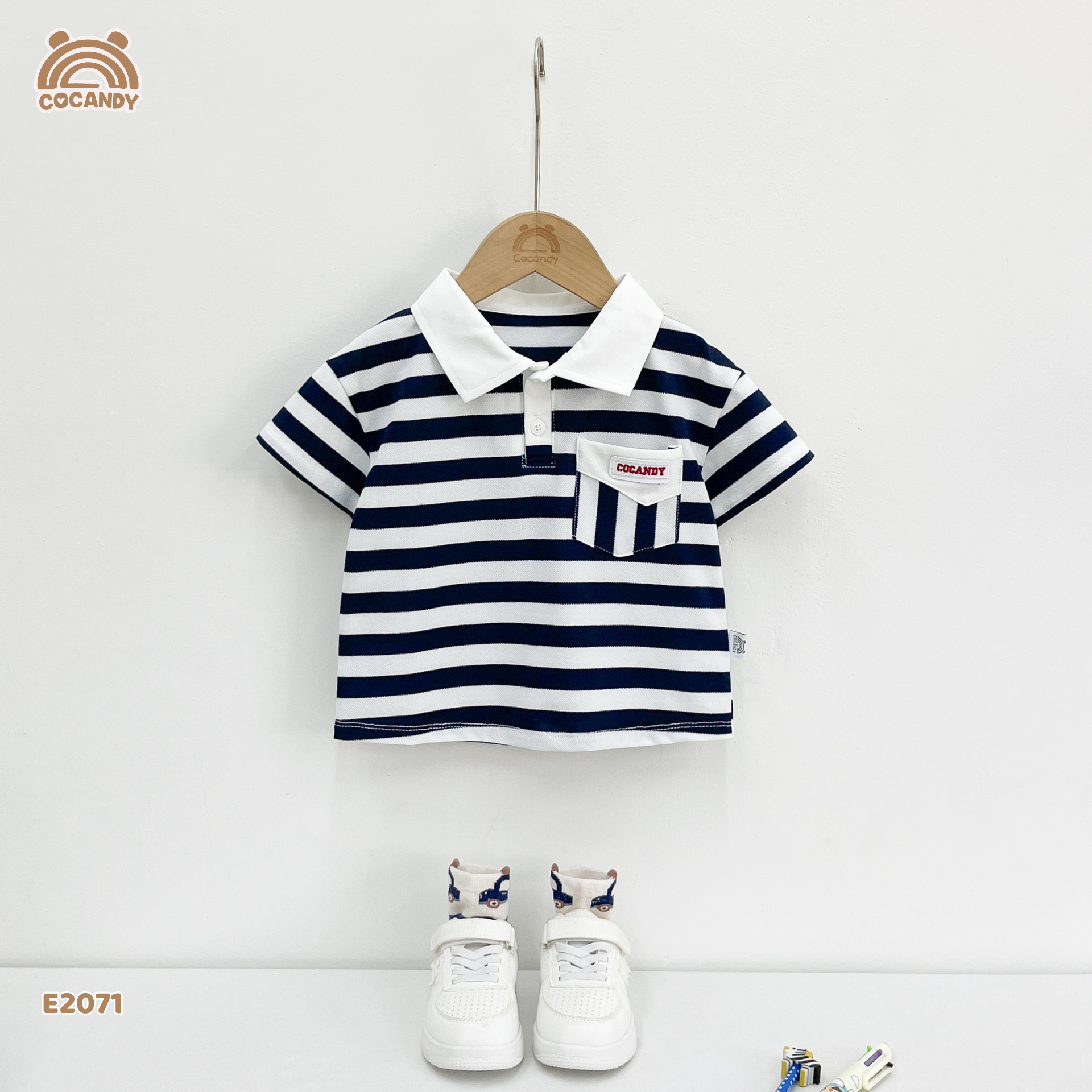 Áo cộc polo kẻ XANH NAVY túi ốp ngực_thumbnail_1