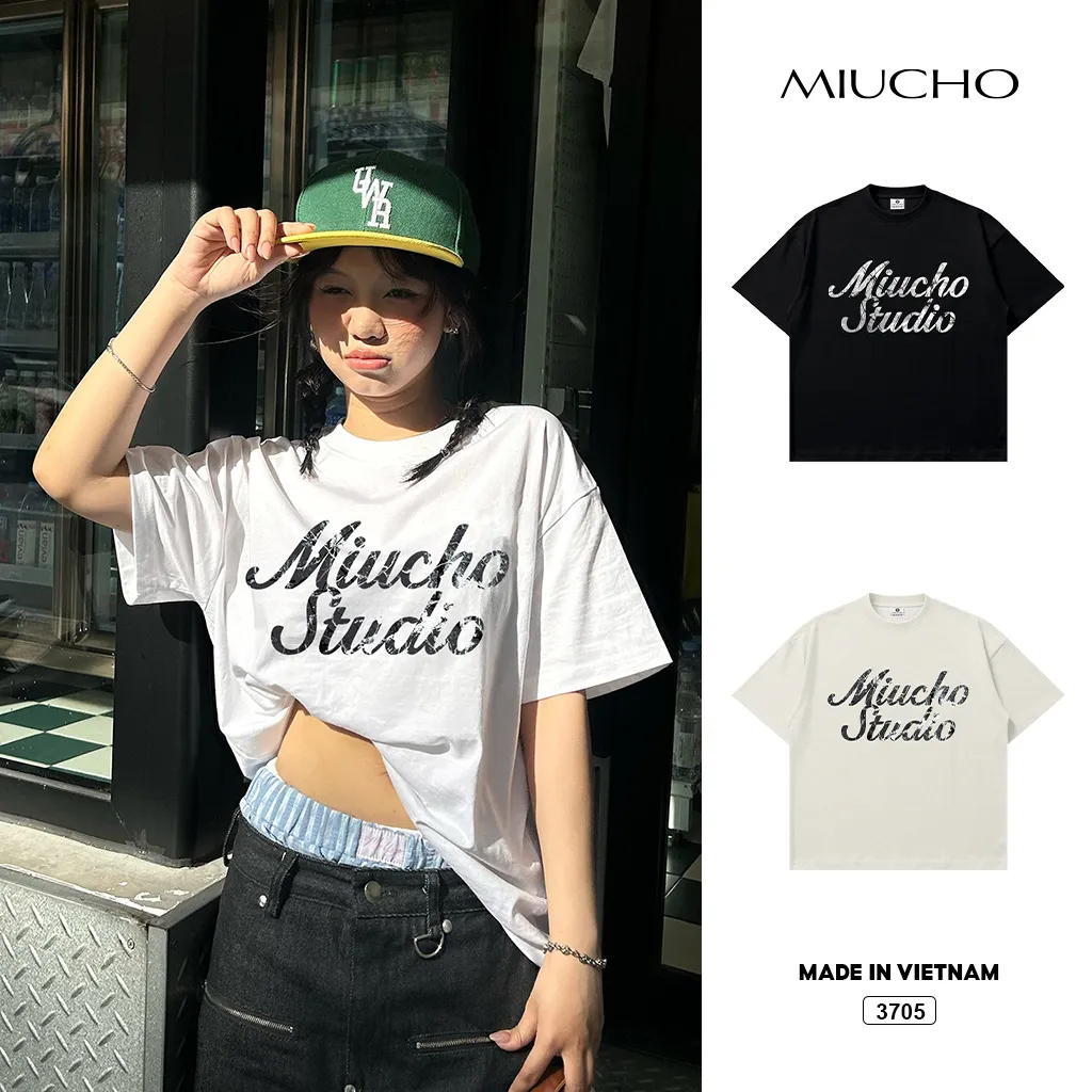 Áo thun boxy nam nữ Miucho Studio 3705 dày dặn đứng form