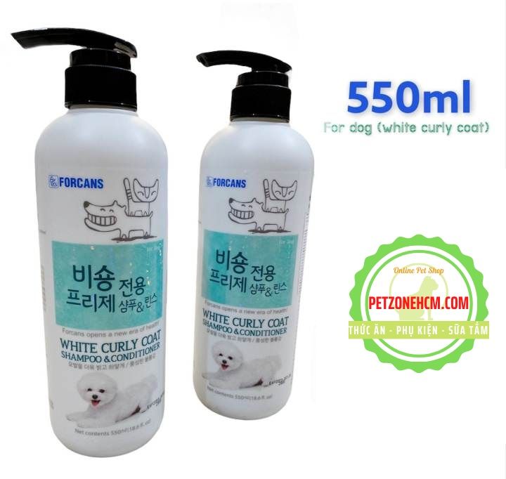 White Curly Coat 550ml – Sữa Tắm Forcans Chăm Sóc Lông Trắng Xoăn Cho Thú Cưng