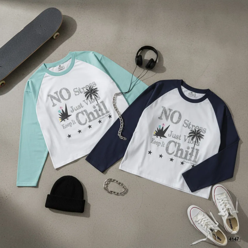 Áo thun boxy phối tay dài unisex Keep it chill Miucho 4147_thumbnail_7