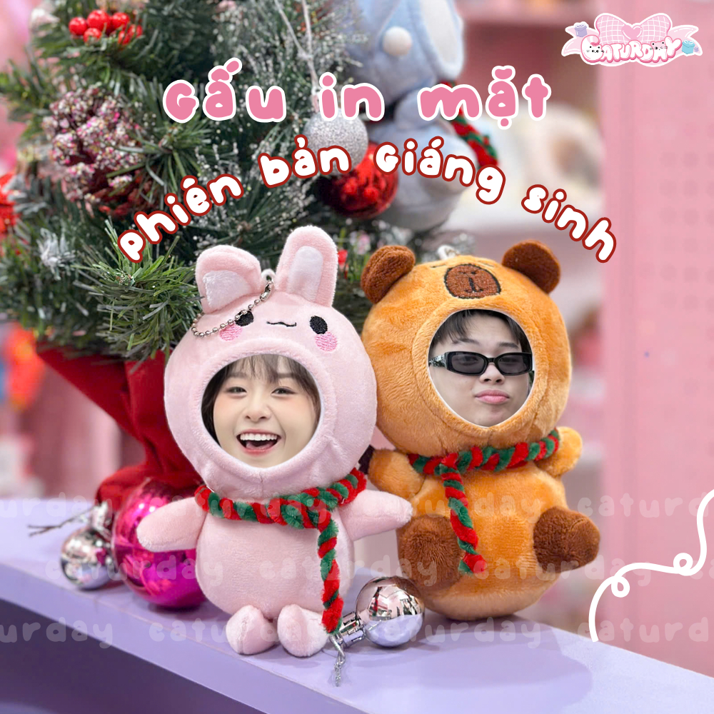 Gấu bông in ảnh mặt phiên bản Giáng Sinh - Noel