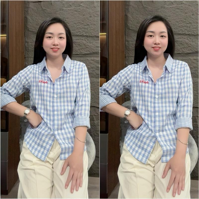 Áo somi kẻ 9005