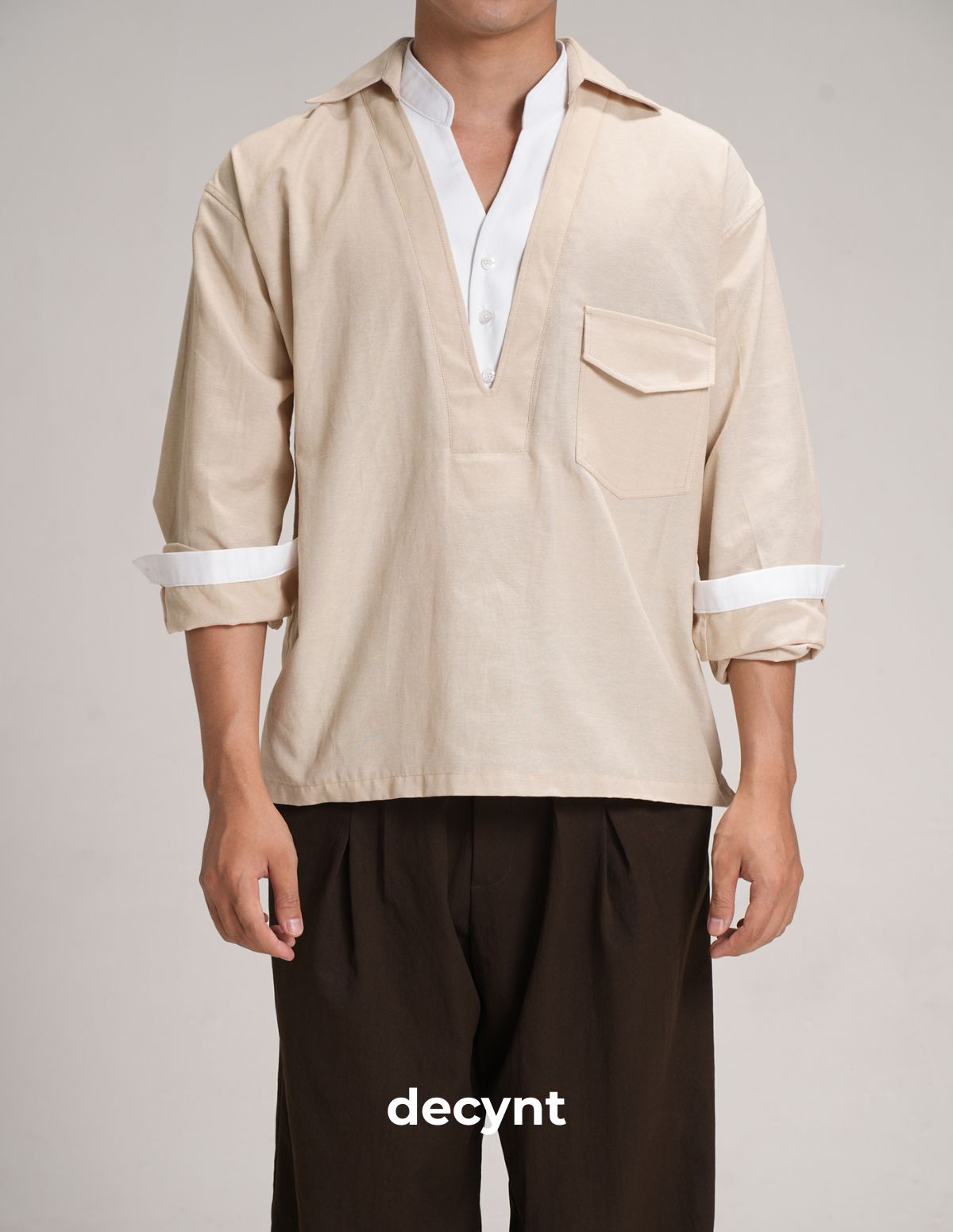 decynt Shirt 05 - Áo sơ mi phối layer chất liệu cotton pha