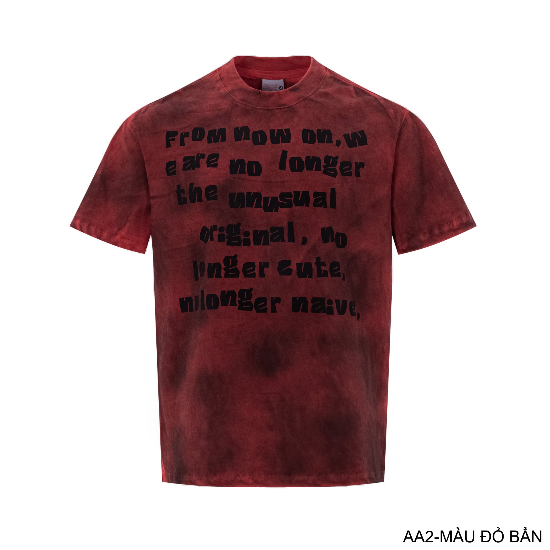 AA2 - Áo thun nam cổ tròn tay ngắn phong cách retro streetwear, chất cotton mềm, dáng rộng, màu Xanh Bẩn & Đỏ Bẩn
