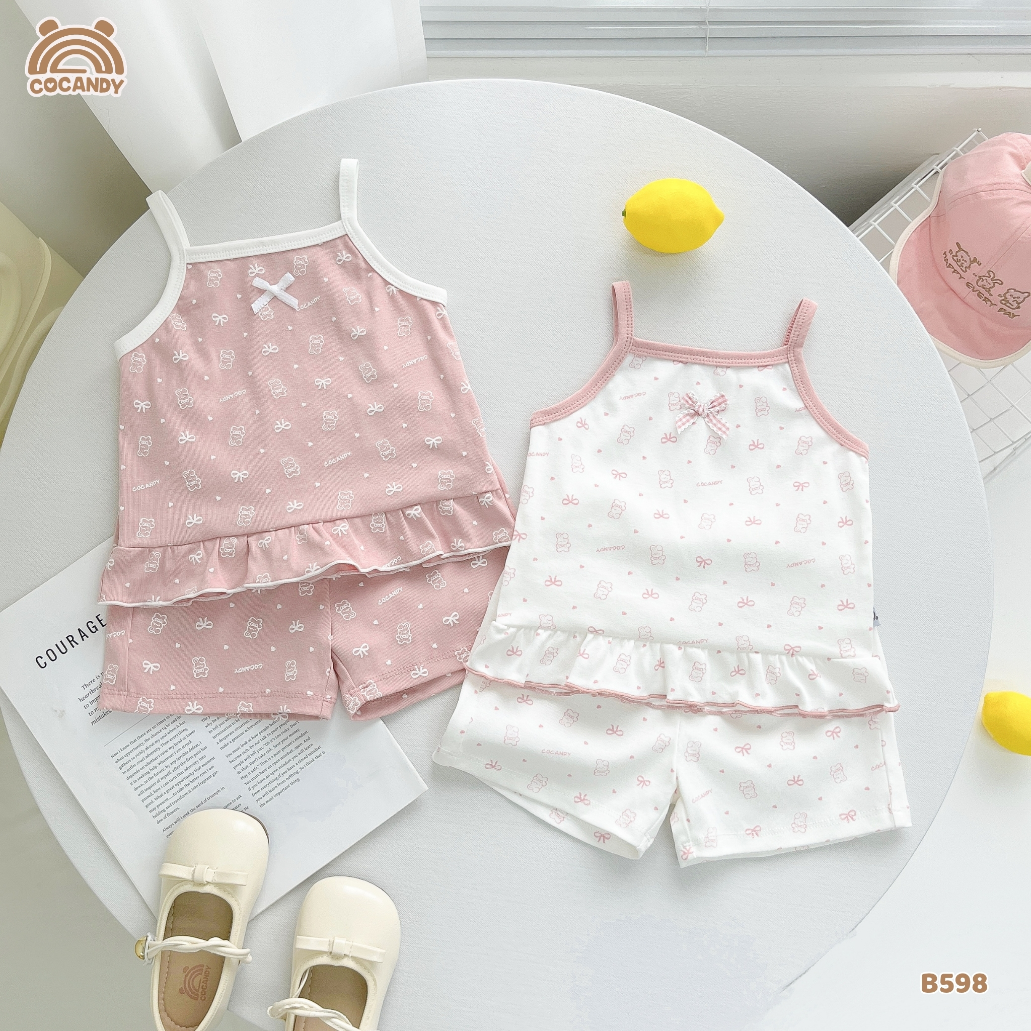 Bộ 2 dây thun TRẮNG hình gấu nơ tim hồng_thumbnail_5