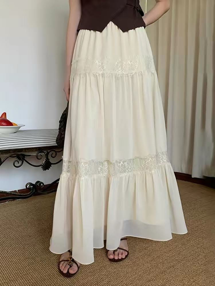 Lucas - Set áo zile vạt đang cài rút 1 bên cổ bẻ + chân váy voan xòe dáng dài nối pha ren_thumbnail_2