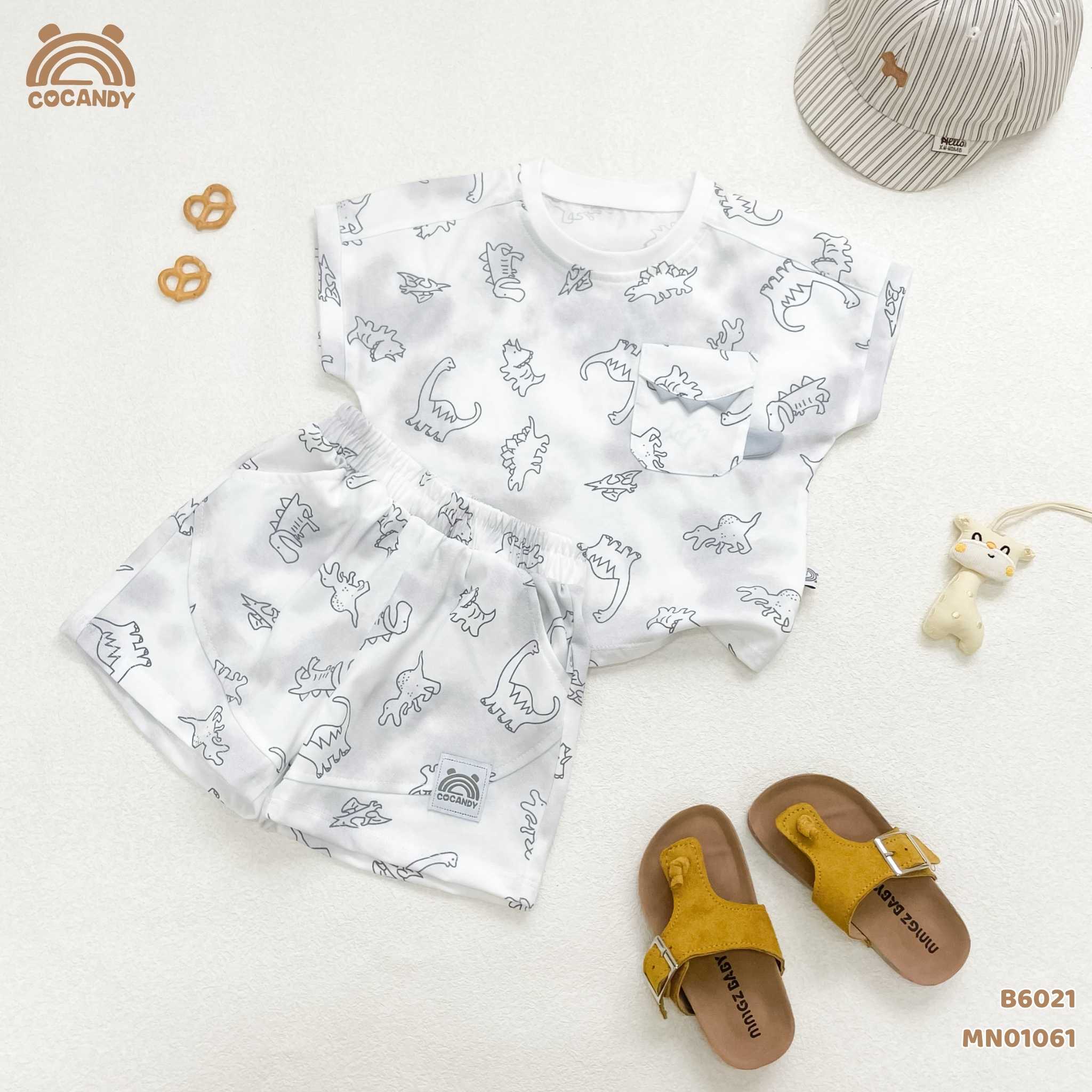 Bộ cộc cotton GHI hình khủng long túi ngực_thumbnail_5