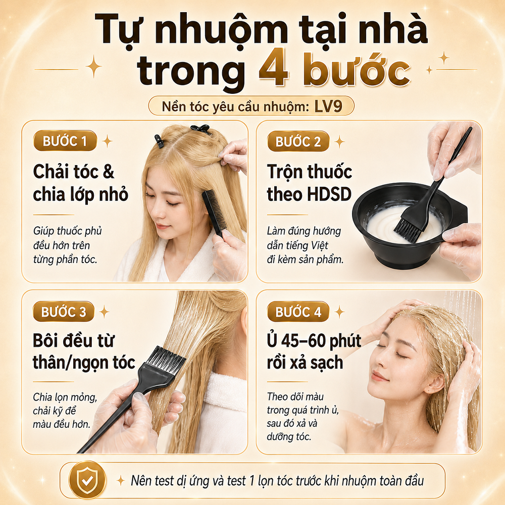 Thuốc nhuộm tóc VÀNG SÁNG KHÓI / VÀNG BẠCH KIM cực tôn da, Vibe Idol Hàn (Tặng kèm Oxi Trợ Nhuộm)_thumbnail_7
