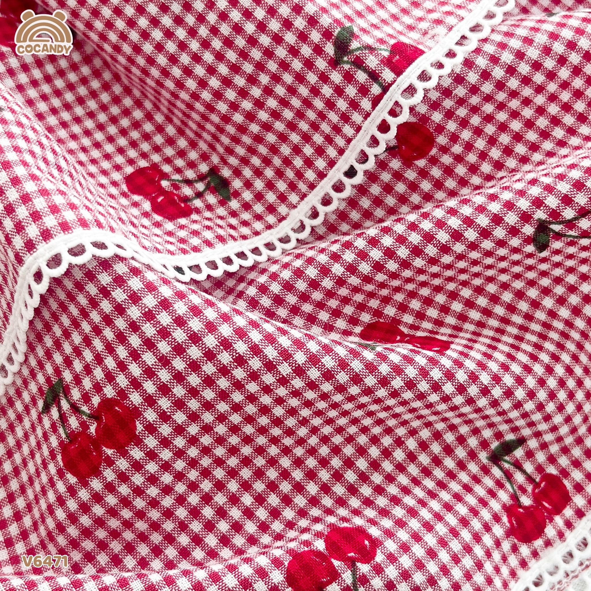 Váy sát nách thô caro ĐỎ hình cherry phối cổ sen_thumbnail_4
