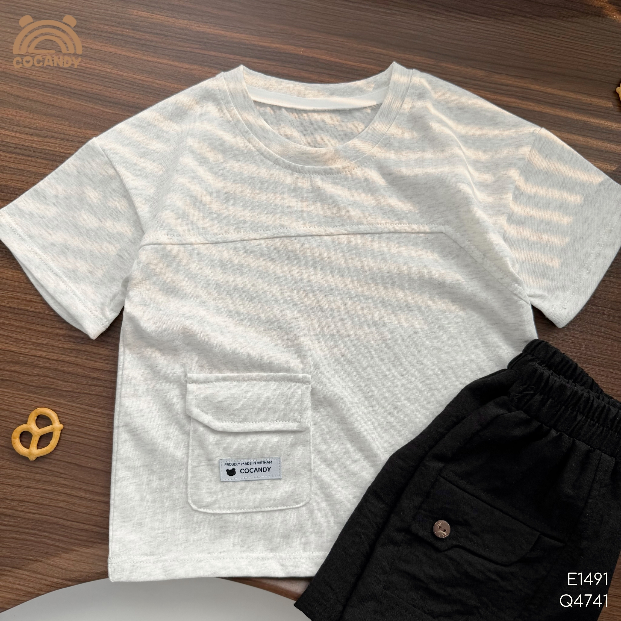 Áo cộc thun GHI NHẠT phối túi lệch CCD_thumbnail_2