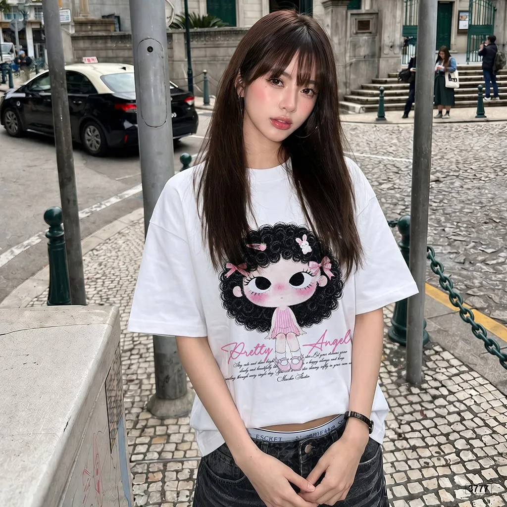 Áo thun nữ form boxy Pretty Angel hoạt hình cute cá tính Miucho 3777_thumbnail_2