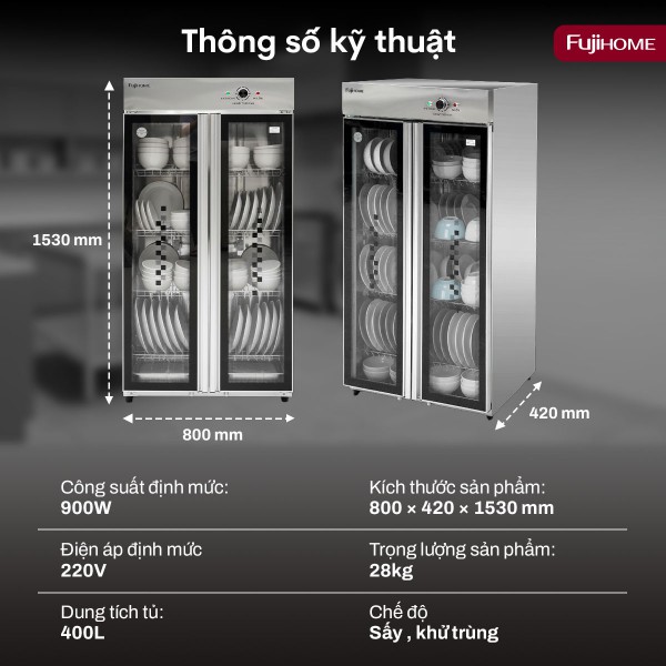 Tủ sấy chén bát tiệt trùng dung tích lớn DD400A_thumbnail_3