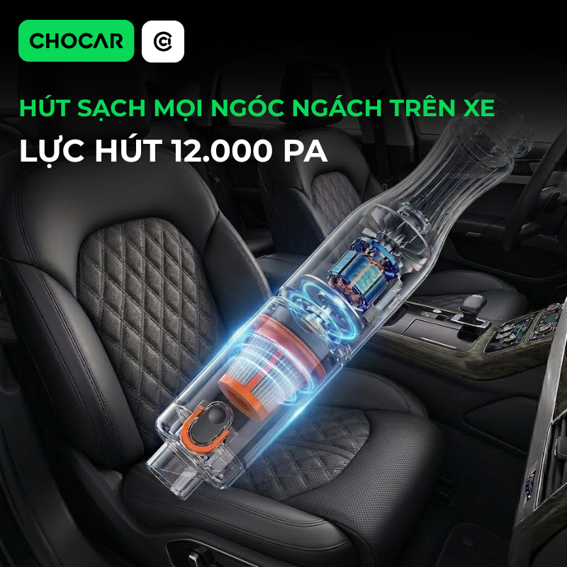 Máy Hút Bụi Ô Tô Không Dây Mini Cầm Tay 12000PA