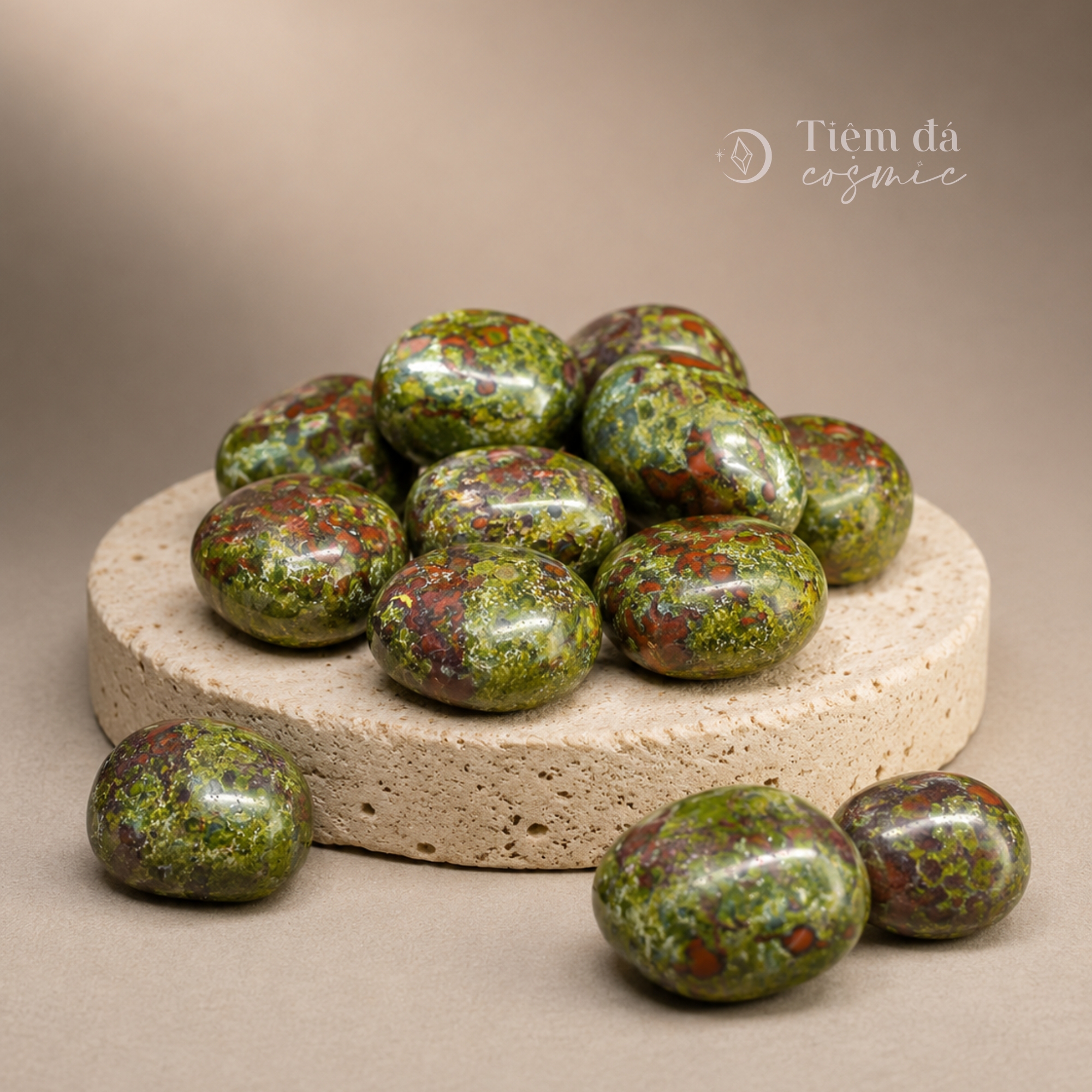 Đá cuội đã mài bóng / Tumbled Đá Huyết Long Dragon’s Blood Stone Jasper size 2 - 3 cm/viên