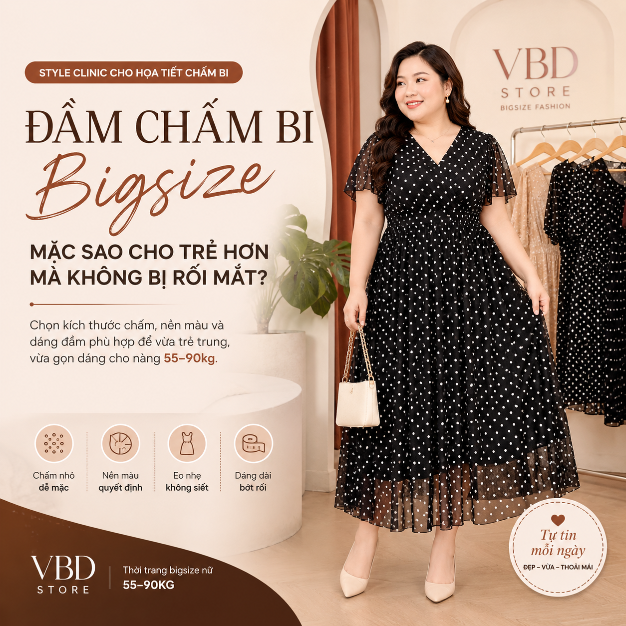 Đầm Chấm Bi Bigsize: Mặc Sao Cho Trẻ Hơn Mà Không Bị Rối Mắt?
