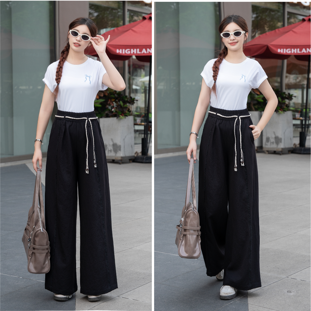 Q9 - Quần Dài Nữ Ống Suông Cạp Chun Dây Rút