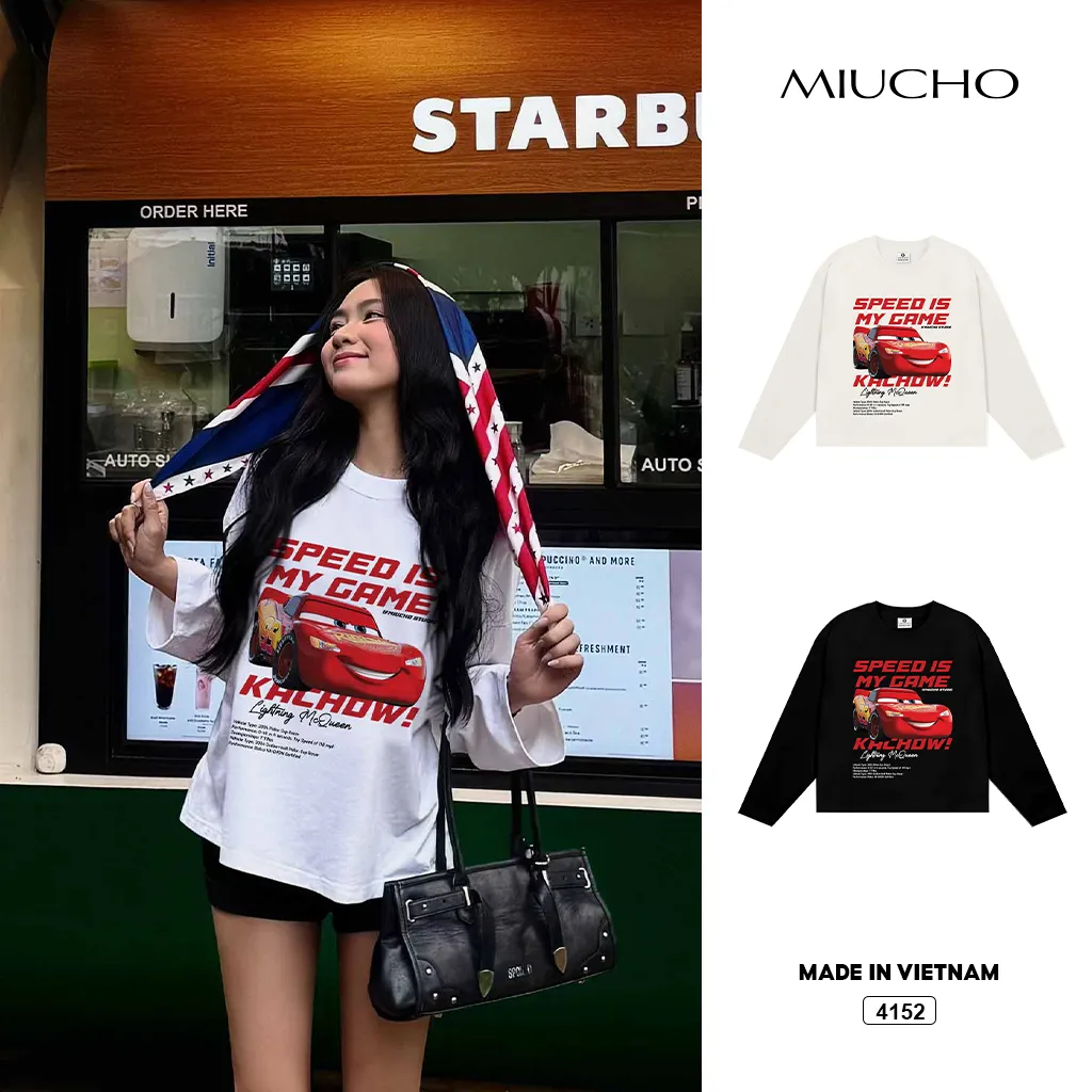 Áo thun boxy tay dài Racing Club cá tính Miucho 4152